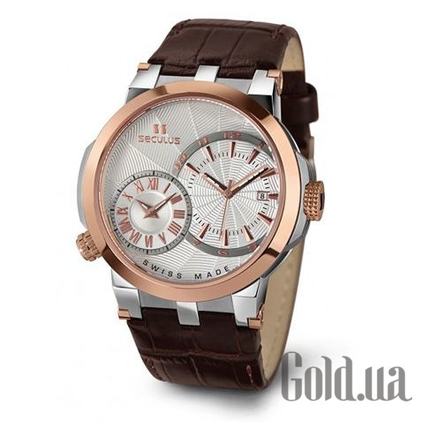 

Швейцарские часы Seculus, white, ss-r, brown leather 4511.5.775/751