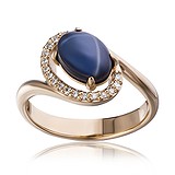 Женское золотое кольцо с бриллиантами и сапфиром, 1538120