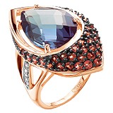 Женское золотое кольцо с александритом, гранатами и бриллиантами, 1553480