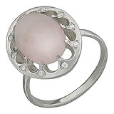 Женское серебряное кольцо с кварцем и куб. циркониями, 1619016