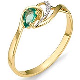 Женское золотое кольцо с бриллиантами и изумрудом, 1645384