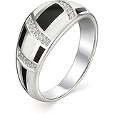 Женское серебряное кольцо с куб. циркониями и эмалью, 1646408