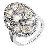 Женское серебряное кольцо с кварцем и куб. циркониями, 1668424