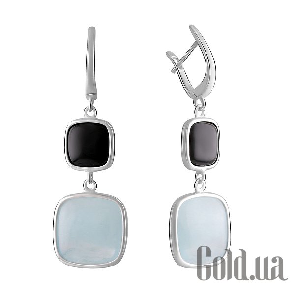 

Серьги с подвесками Fresh Jewelry, Серебряные серьги с аквамаринами и ониксами