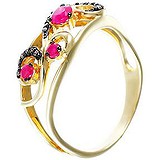 Женское золотое кольцо с рубинами и бриллиантами, 1611081
