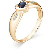 Золотое кольцо с бриллиантами и сапфиром, 1622345