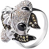 Женское серебряное кольцо с куб. циркониями и ониксами, 1670217