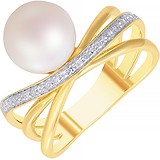 Женское золотое кольцо с бриллиантами и жемчугом, 1673289