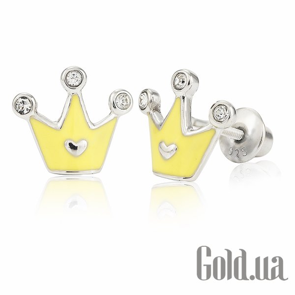 

Детские серьги UMa&UMi, Серебряные серьги с куб. циркониями и эмалью