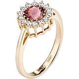 Женское золотое кольцо с турмалином и бриллиантами, 1701449