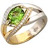 Женское золотое кольцо с бриллиантами и хризолитом - фото 1