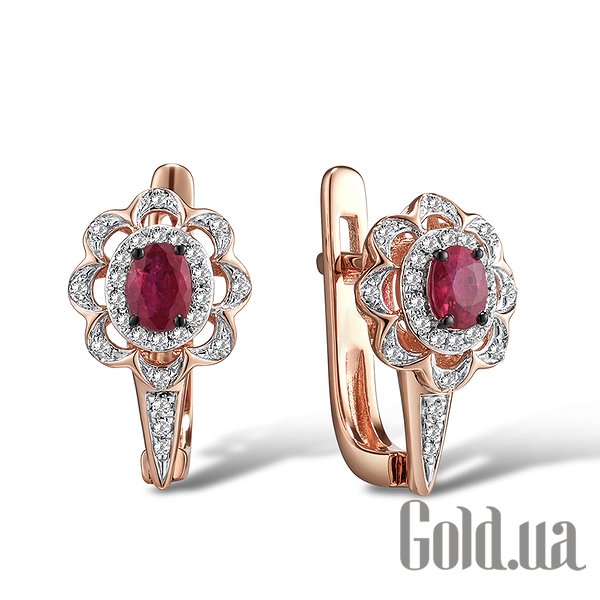 

Серьги Lurie Jewelry, Золотые серьги с бриллиантами и рубинами