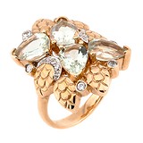 Женское золотое кольцо с кварцами и куб. циркониями, 1740873