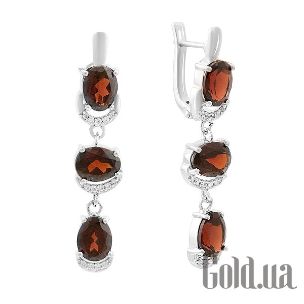 

Серьги с подвесками Fresh Jewelry, Серебряные серьги с куб. циркониями и гранатами