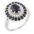 Женское серебряное кольцо с сапфирами и куб. циркониями - фото 1
