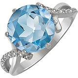 Женское серебряное кольцо с топазом и куб. циркониями, 1533770