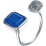 Женское серебряное кольцо с куб. циркониями и халцедоном, 1625418