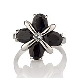 Женское серебряное кольцо с сапфирами и топазом, 1632330