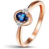 Женское золотое кольцо с бриллиантами и сапфиром, 1639754