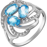 Женское серебряное кольцо с топазами и куб. циркониями, 1654858