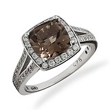 Женское серебряное кольцо с кварцем и куб. циркониями, 1668426