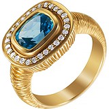 Женское золотое кольцо с бриллиантами и топазом, 1686090