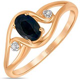 Женское золотое кольцо с бриллиантами и сапфиром, 1713994