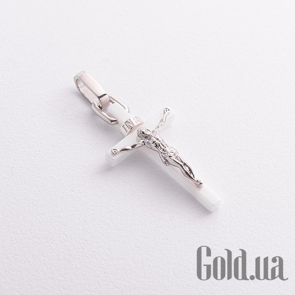 

Кулон-крестик Украина, Серебряный кулон с керамикой