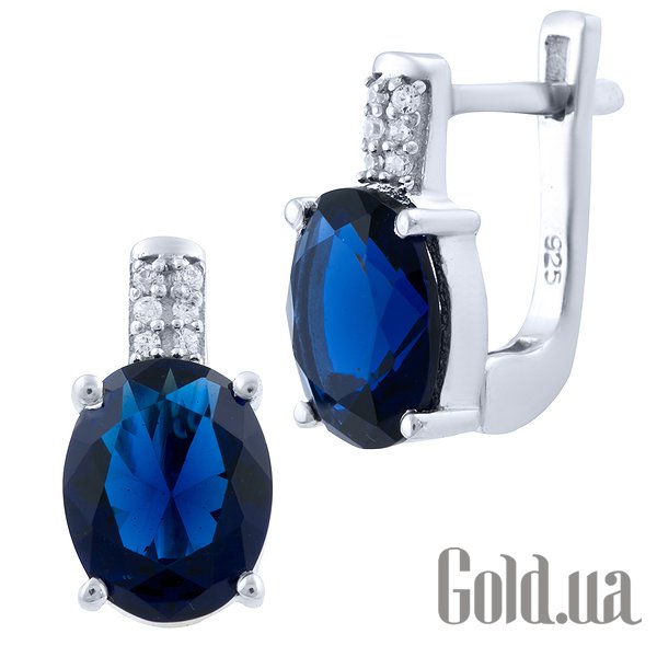 

Серьги Fresh Jewelry, Серебряные серьги с куб. циркониями и синт. сапфирами