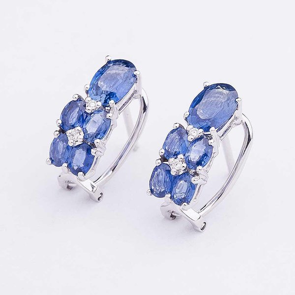 Золоті сережки з діамантами і сапфірами