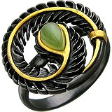 Женское серебряное кольцо с янтарем в позолоте, 1656395