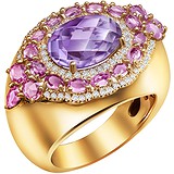 Roberto Bravo Женское золотое кольцо с аметистом, сапфирами и бриллиантами, 1672779