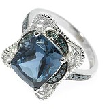 Женское золотое кольцо с бриллиантами и топазом, 1686091