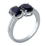 Женское серебряное кольцо с сапфирами и куб. циркониями, 1720907