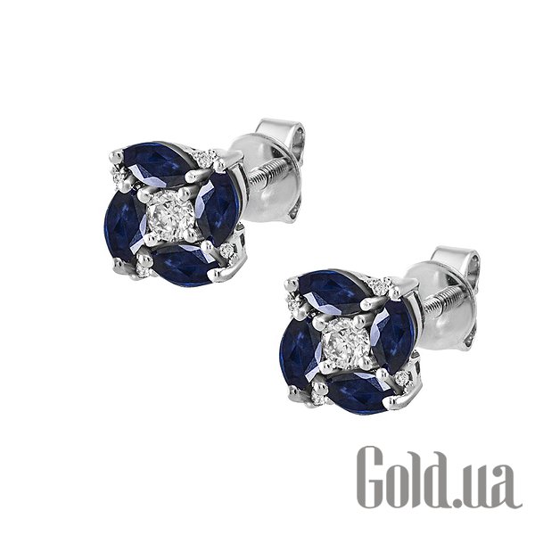 

Серьги-гвоздики Lurie Jewelry, Золотые серьги с бриллиантами и сапфирами