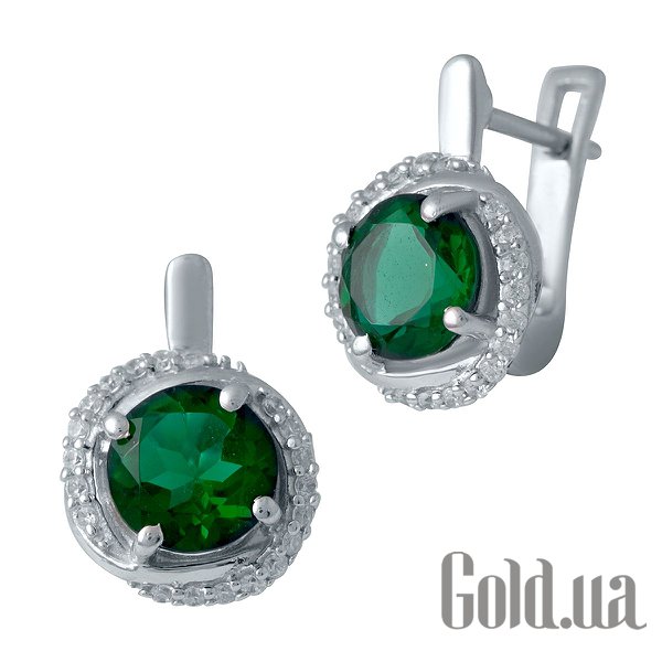 

Серьги Fresh Jewelry, Серебряные серьги с куб. циркониями и синт. изумрудами