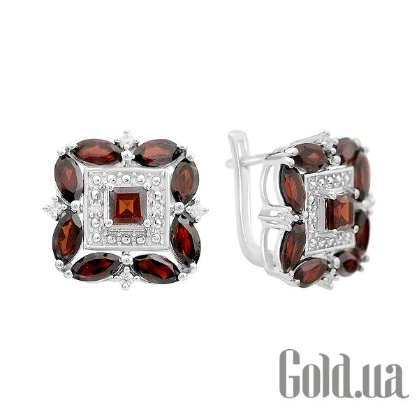 

Серьги Fresh Jewelry, Серебряные серьги с куб. циркониями и гранатами