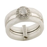Женское серебряное кольцо с керамикой и куб. циркониями (1150566), фото
