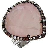 Женское серебряное кольцо с кварцем и куб. циркониями, 1612620