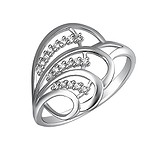 Женское серебряное кольцо с куб. циркониями, 1614156