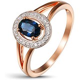 Женское золотое кольцо с бриллиантами и сапфиром, 1639756