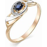Женское золотое кольцо с бриллиантами и сапфиром, 1643084