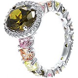 Женское серебряное кольцо с куб. циркониями и ювелирным стеклом, 1648972