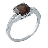 Женское серебряное кольцо с гранатом и куб. циркониями, 1679436