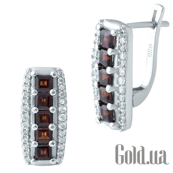 

Серьги Fresh Jewelry, Серебряные серьги с гранатами и куб. циркониями