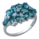 Женское серебряное кольцо с топазами и куб. циркониями
