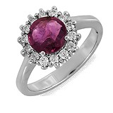 Женское золотое кольцо с бриллиантами и рубином, 127053