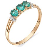 Женское золотое кольцо с бриллиантами и изумрудами, 1554509