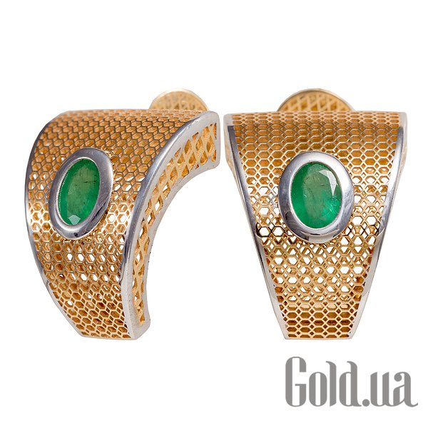 

Серьги-гвоздики Ivon jeweler, Золотые серьги с изумрудами