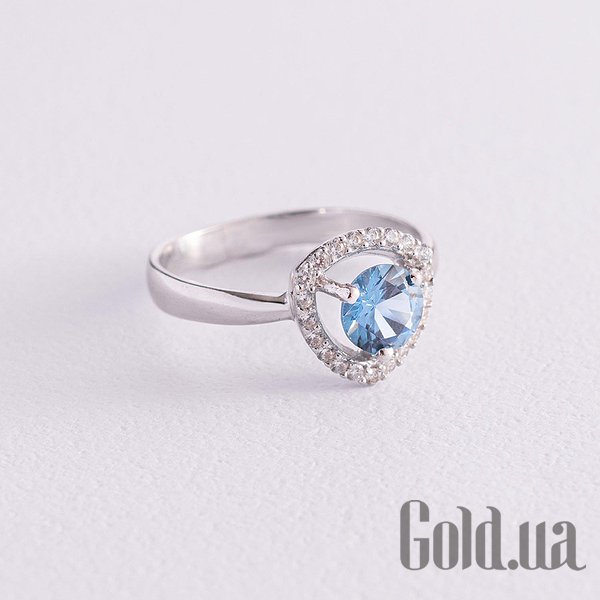 

Женские кольца Украина, Женское серебряное кольцо с куб. циркониями и кварцем, 17